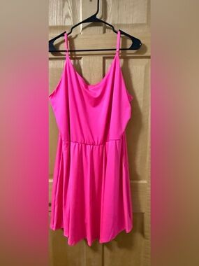 White Birch Neon Pink Cami Dress 3X Flowy Pocket Dress